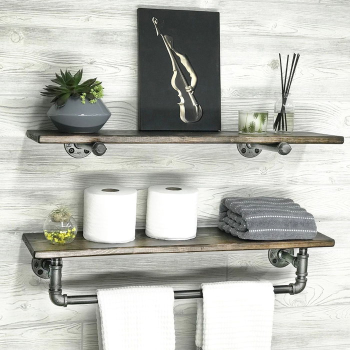 Hanah Home Estantería de Tubo Boruraf113 Nogal y Negro